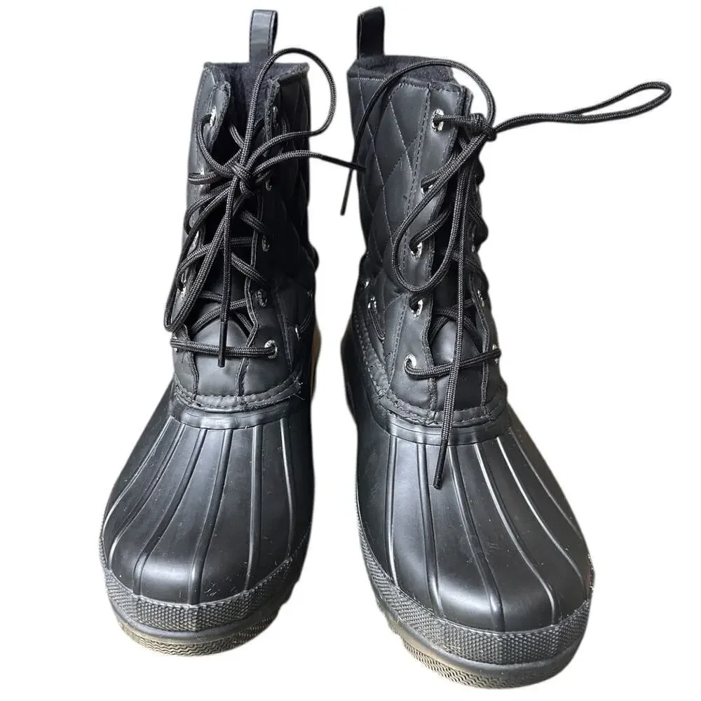 Sperry Quilted Black Waterproof Duck Boots Women’s Size 9